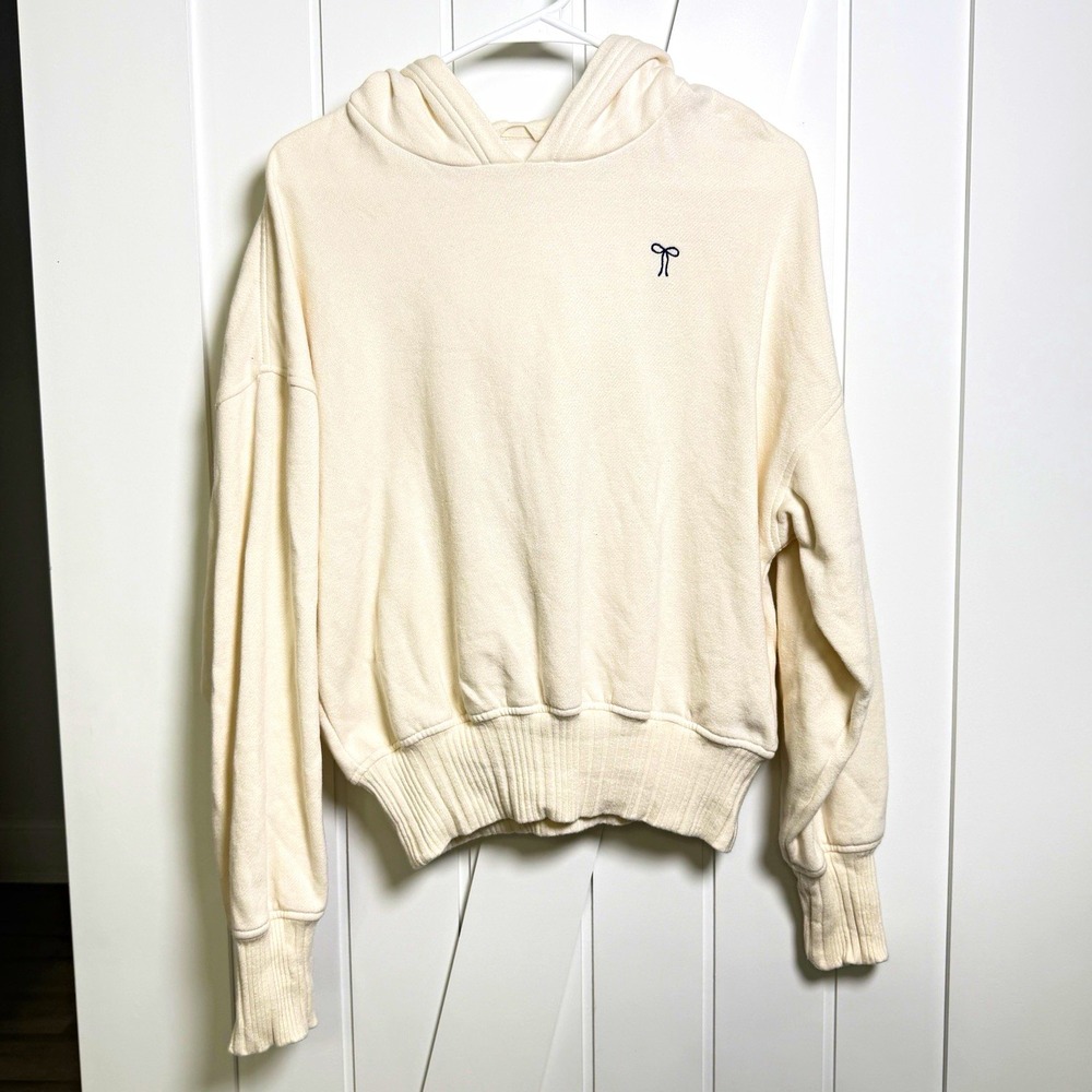 Aerie Women's Cream Pullover Hoodie Size XS Coquette Balletcore Cozy Soft